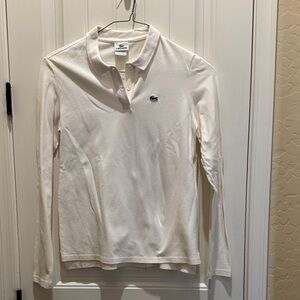 Lacoste Women's White Long Sleeve Polo